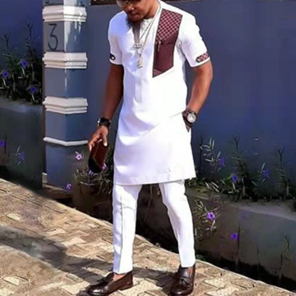 African clothes Bazin Riche men's suit casual style clothing