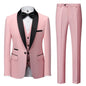 New Men's Breathable Business Formal Three-Piece Suit Set Blazer Vest Pant