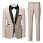 New Men's Breathable Business Formal Three-Piece Suit Set Blazer Vest Pant