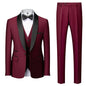 New Men's Breathable Business Formal Three-Piece Suit Set Blazer Vest Pant for Spring Wedding Hosting
