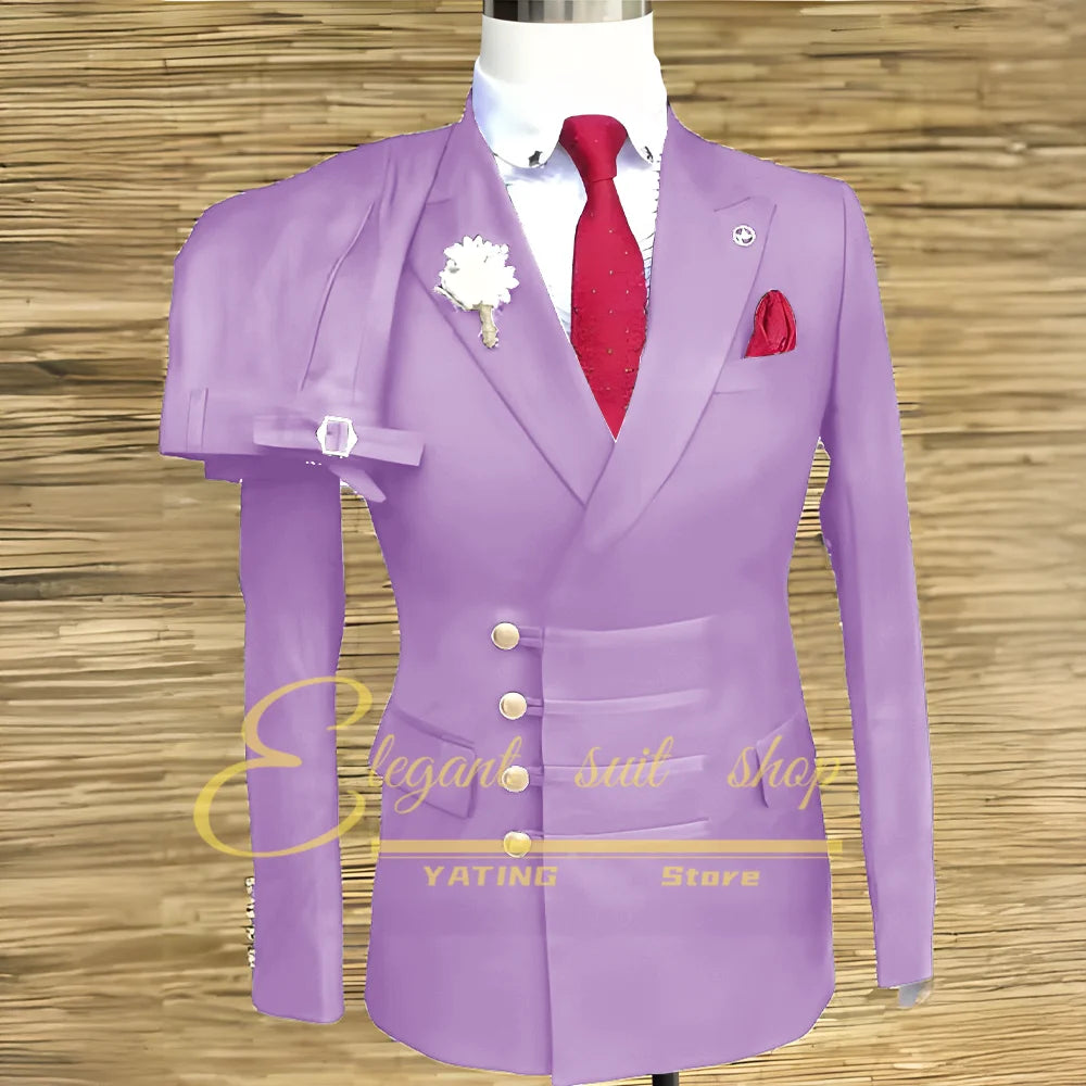 Formal Wedding Men Suits 2 Piece Jacket Pants Sets Double Breasted