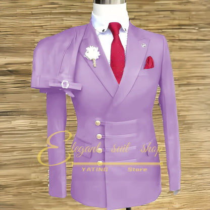 Formal Wedding Men Suits 2 Piece Jacket Pants Sets Double Breasted
