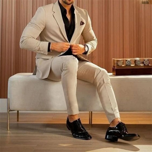 2 Pieces Jacket Pants Sets For Wedding Notched Lapel Male Costume Homme Prom Party Blazers Slim Fit