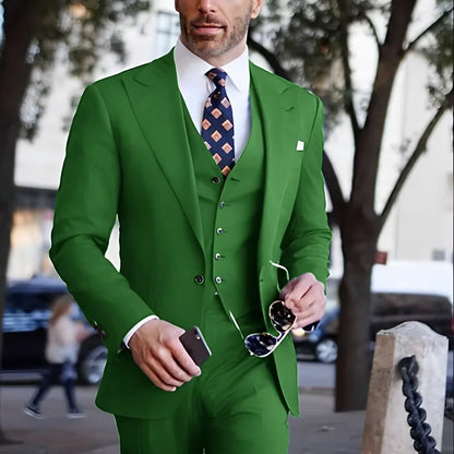 Formal Men's Business Suits Slim Fit 3-piece Jacket Vest Pants Casual Groom Tuxedos