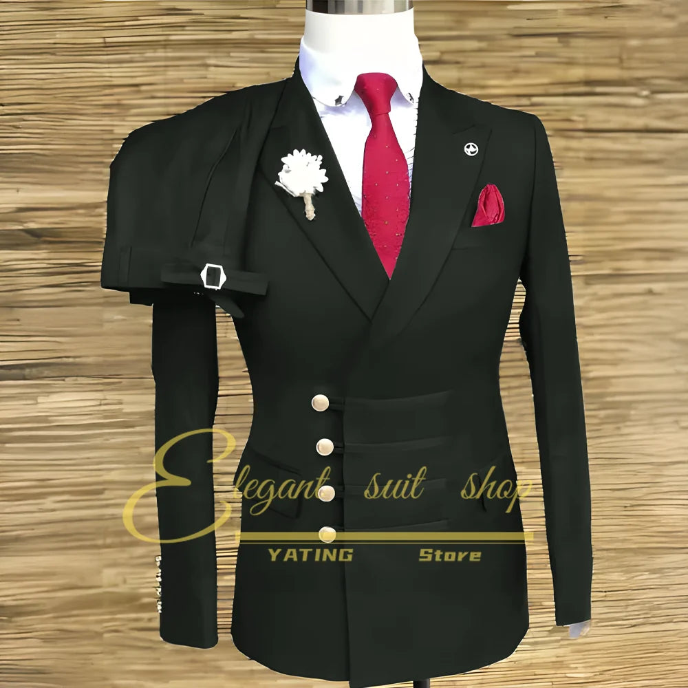 Formal Wedding Men Suits 2 Piece Jacket Pants Sets Double Breasted