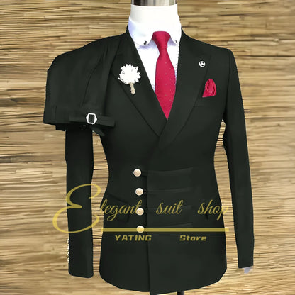 Formal Wedding Men Suits 2 Piece Jacket Pants Sets Double Breasted