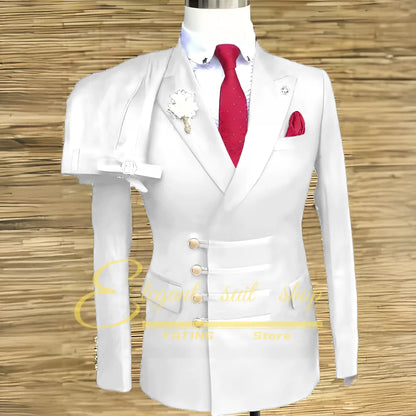 Formal Wedding Men Suits 2 Piece Jacket Pants Sets Double Breasted