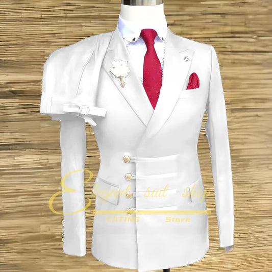 Formal Wedding Men Suits 2 Piece Jacket Pants Sets Double Breasted