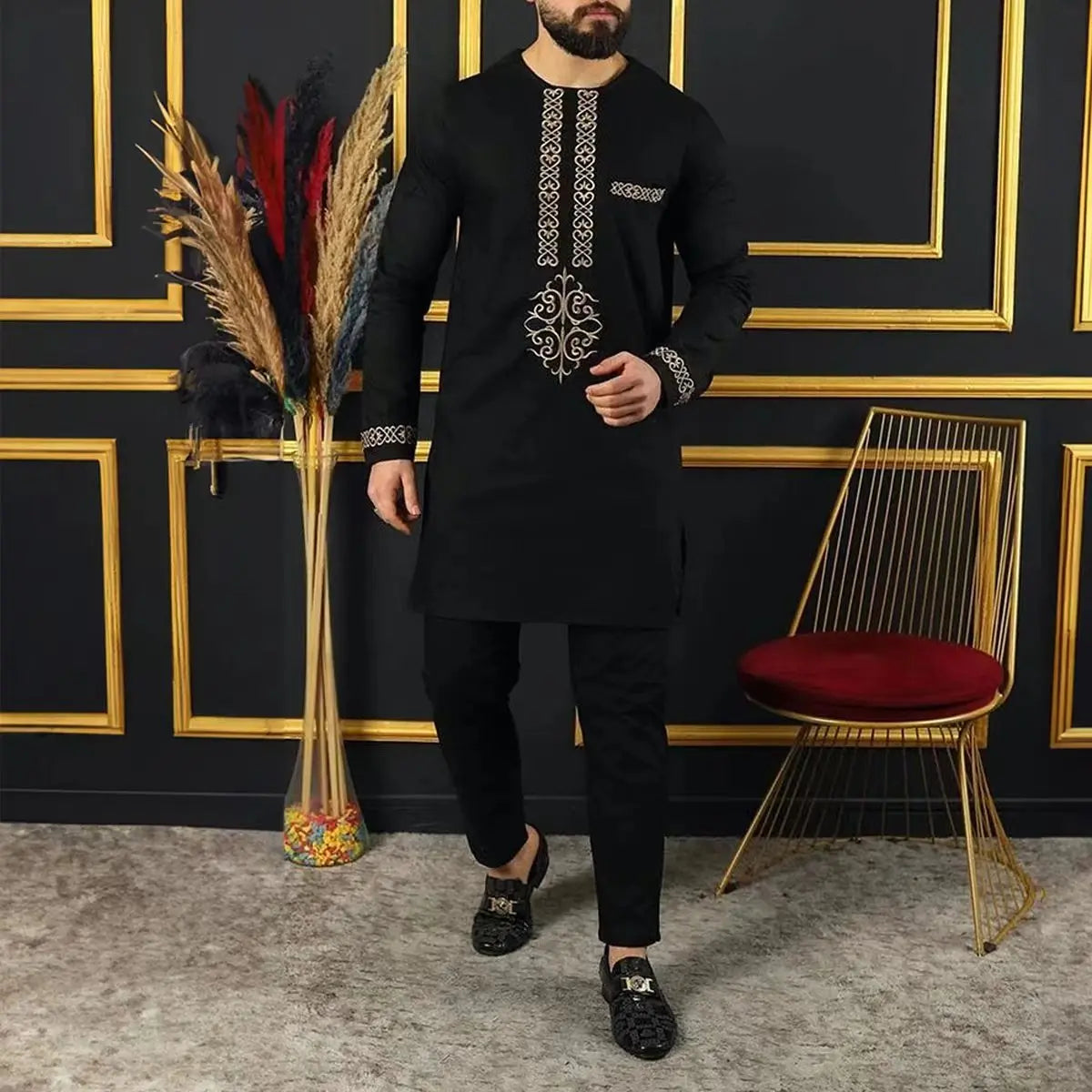 African clothes Bazin Riche men's suit casual style clothing