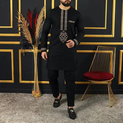 African clothes Bazin Riche men's suit casual style clothing