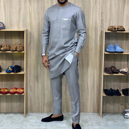 African clothes Bazin Riche men's suit casual style clothing