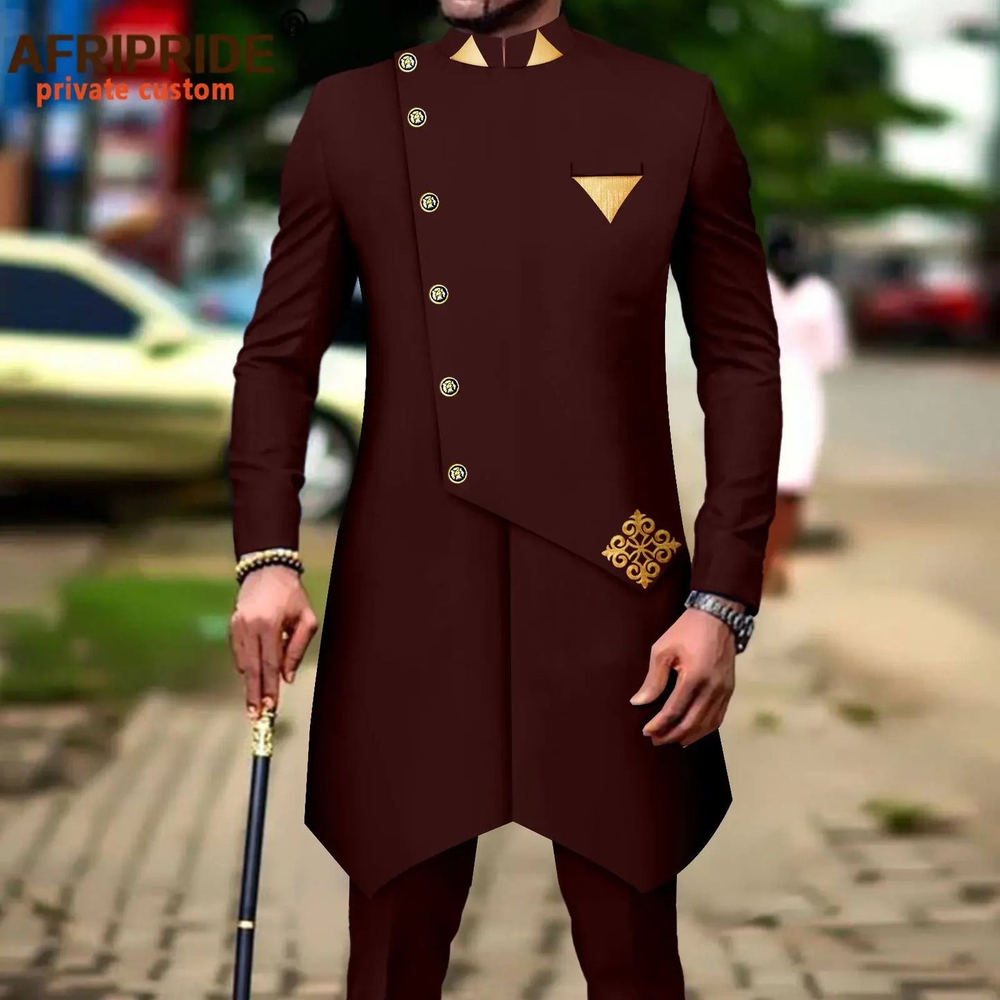 African Suits for Men Single Breasted Silm Fit Blazer and Pants 2 Piece Set Formal Attire for Wedding