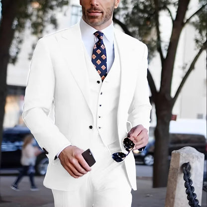 Formal Men's Business Suits Slim Fit 3-piece Jacket Vest Pants Casual Groom Tuxedos