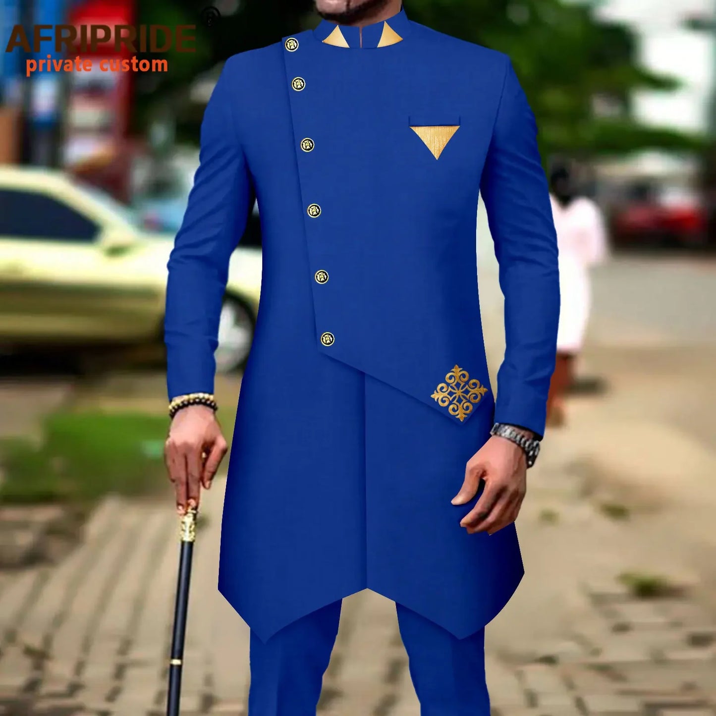 African Suits for Men Single Breasted Silm Fit Blazer and Pants 2 Piece Set Formal Attire for Wedding