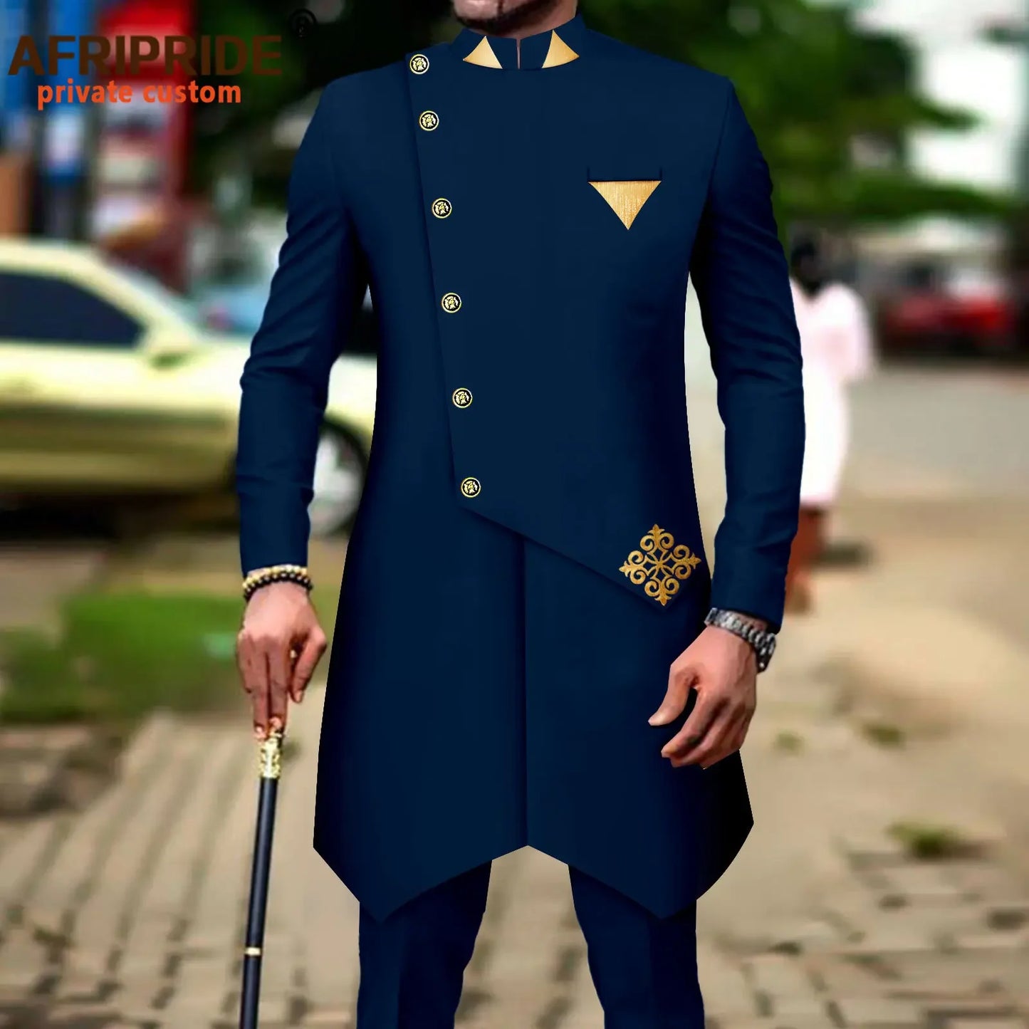 African Suits for Men Single Breasted Silm Fit Blazer and Pants 2 Piece Set Formal Attire for Wedding