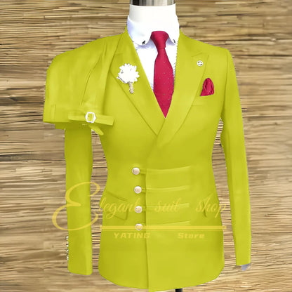 Formal Wedding Men Suits 2 Piece Jacket Pants Sets Double Breasted