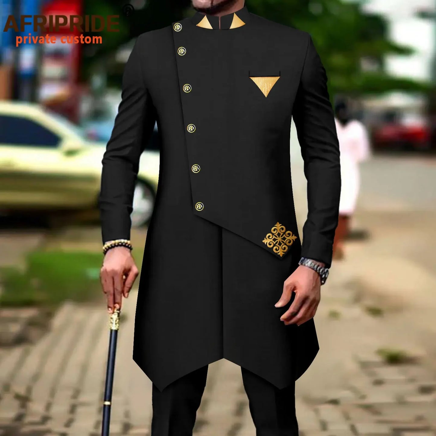 African Suits for Men Single Breasted Silm Fit Blazer and Pants 2 Piece Set Formal Attire for Wedding