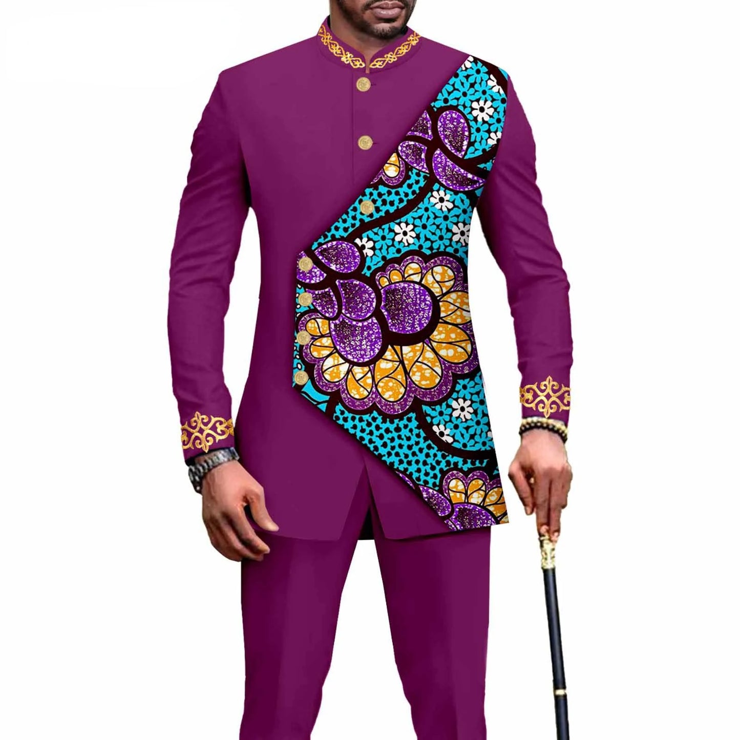 2025 Elegant African Style Men's Luxury Suit Plaid Stripe Single Breasted Suit and Pants 2 Piece Casual Business Suit for Men
