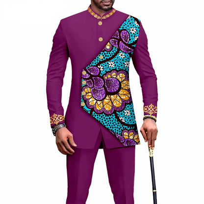 2025 Elegant African Style Men's Luxury Suit Plaid Stripe Single Breasted Suit and Pants 2 Piece Casual Business Suit for Men