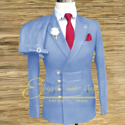 Formal Wedding Men Suits 2 Piece Jacket Pants Sets Double Breasted