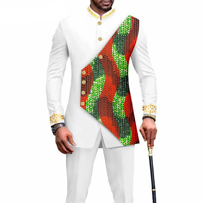 2025 Elegant African Style Men's Luxury Suit Plaid Stripe Single Breasted Suit and Pants 2 Piece Casual Business Suit for Men