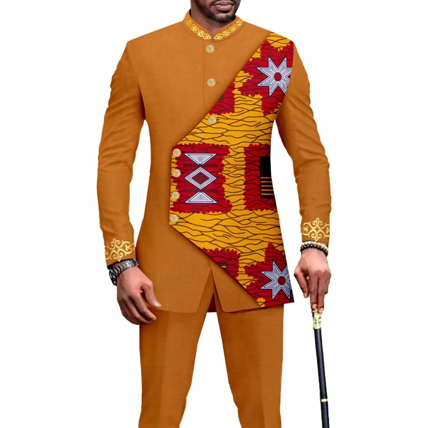 2025 Elegant African Style Men's Luxury Suit Plaid Stripe Single Breasted Suit and Pants 2 Piece Casual Business Suit for Men