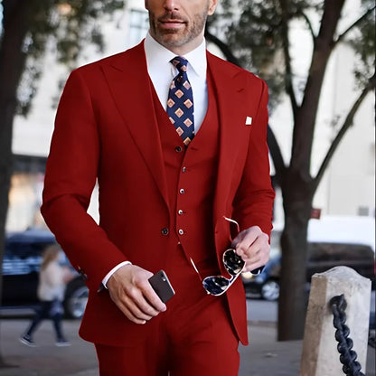 Formal Men's Business Suits Slim Fit 3-piece Jacket Vest Pants Casual Groom Tuxedos
