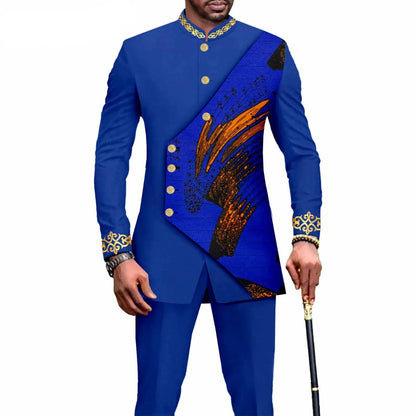 2025 Elegant African Style Men's Luxury Suit Plaid Stripe Single Breasted Suit and Pants 2 Piece Casual Business Suit for Men