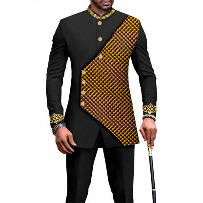 2025 Elegant African Style Men's Luxury Suit Plaid Stripe Single Breasted Suit and Pants 2 Piece Casual Business Suit for Men