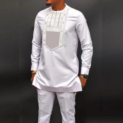 African clothes Bazin Riche men's suit casual style clothing