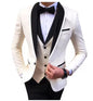 Formal Men Suits for Wedding Party Business Black Button Slim Fit 3PCS (Blazer+Vest+Pants)