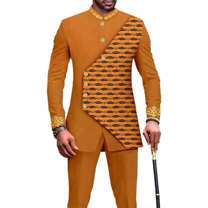 2025 Elegant African Style Men's Luxury Suit Plaid Stripe Single Breasted Suit and Pants 2 Piece Casual Business Suit for Men