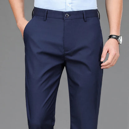 Male Pants Stretch Solid Black Smart Casual Men's Trousers Office Quick Dry Suit Pants