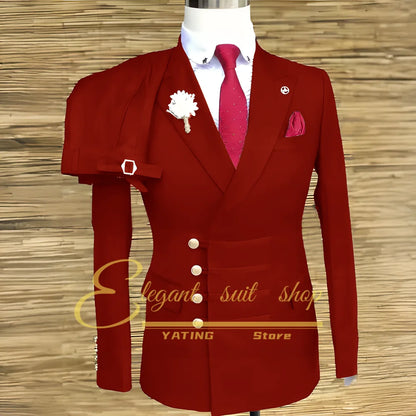 Formal Wedding Men Suits 2 Piece Jacket Pants Sets Double Breasted