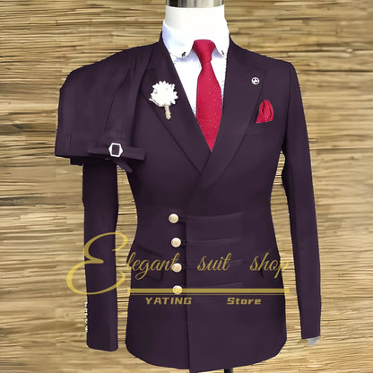 Formal Wedding Men Suits 2 Piece Jacket Pants Sets Double Breasted