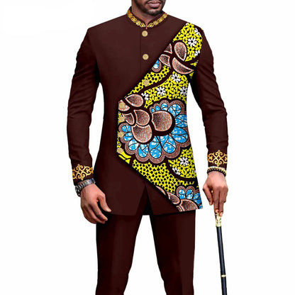 2025 Elegant African Style Men's Luxury Suit Plaid Stripe Single Breasted Suit and Pants 2 Piece Casual Business Suit for Men