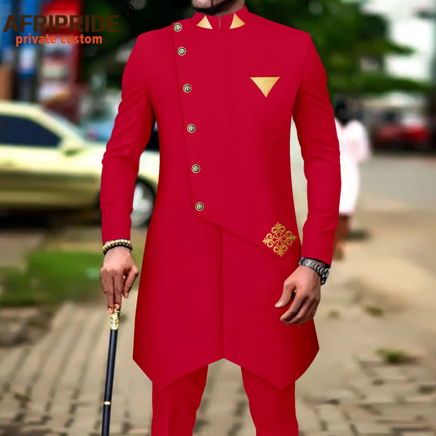 African Suits for Men Single Breasted Silm Fit Blazer and Pants 2 Piece Set Formal Attire for Wedding