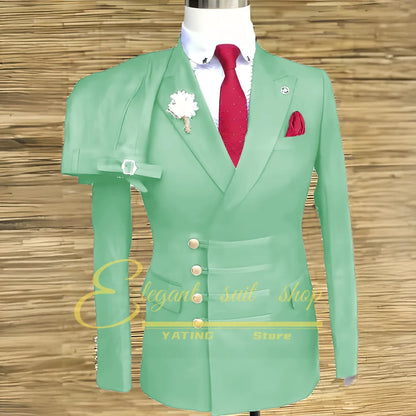Formal Wedding Men Suits 2 Piece Jacket Pants Sets Double Breasted