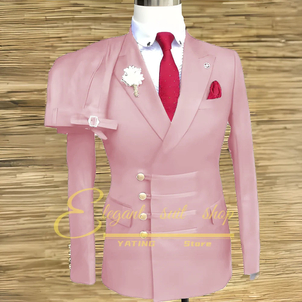 Formal Wedding Men Suits 2 Piece Jacket Pants Sets Double Breasted