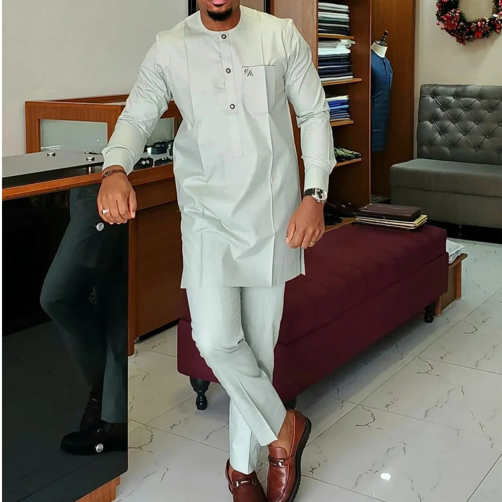African clothes Bazin Riche men's suit casual style clothing