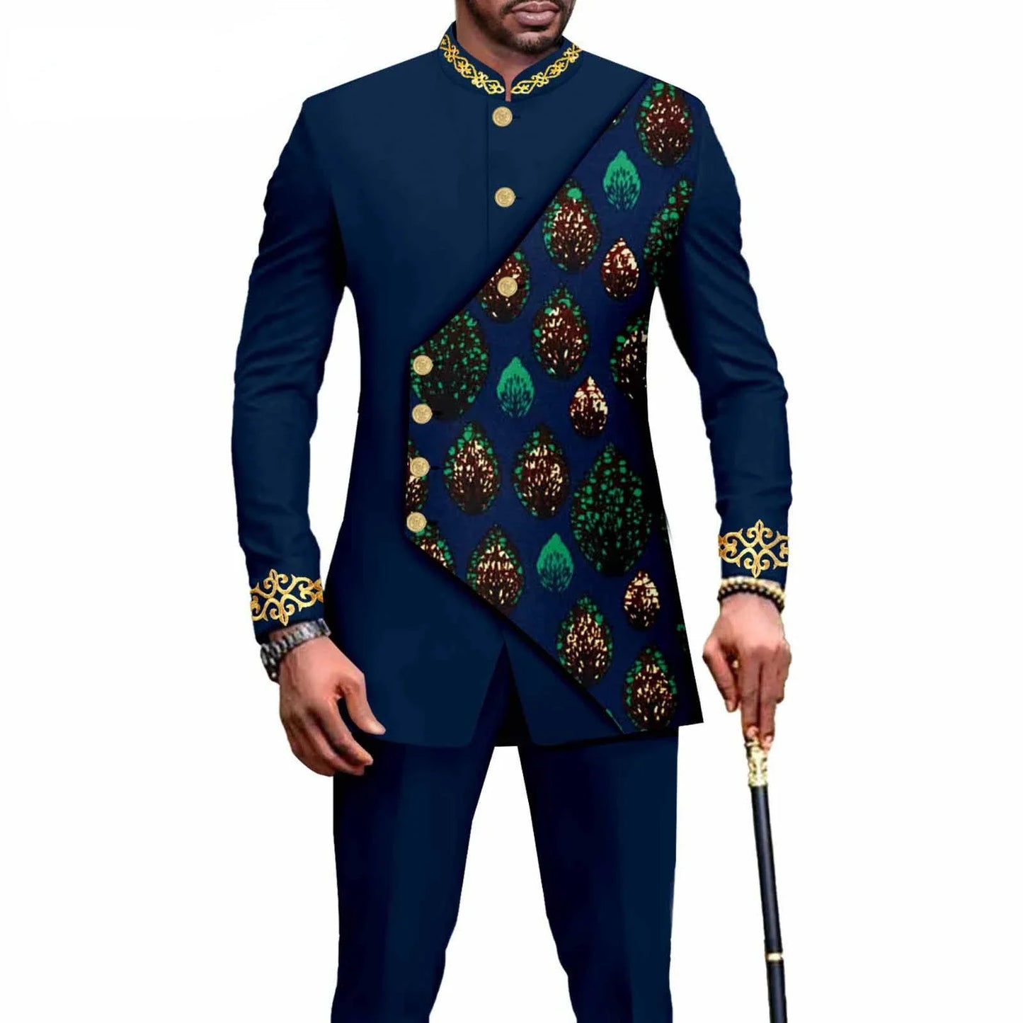 2025 Elegant African Style Men's Luxury Suit Plaid Stripe Single Breasted Suit and Pants 2 Piece Casual Business Suit for Men
