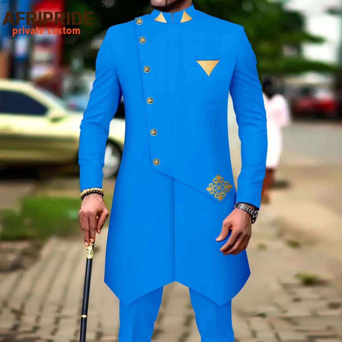 African Suits for Men Single Breasted Silm Fit Blazer and Pants 2 Piece Set Formal Attire for Wedding