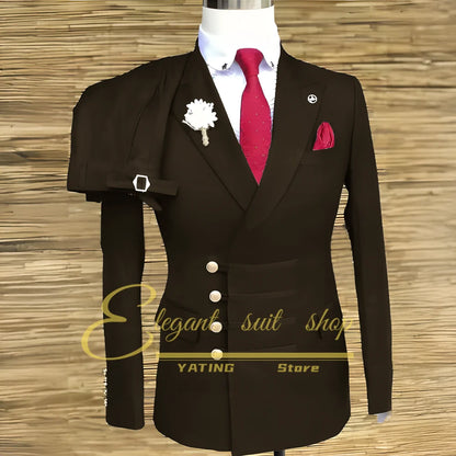 Formal Wedding Men Suits 2 Piece Jacket Pants Sets Double Breasted