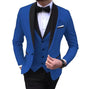 Formal Men Suits for Wedding Party Business Black Button Slim Fit 3PCS (Blazer+Vest+Pants)