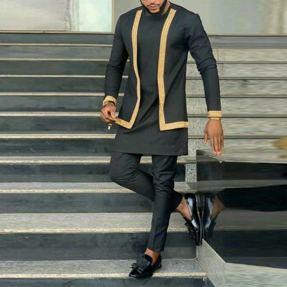 African clothes Bazin Riche men's suit casual style clothing