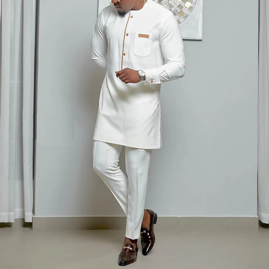 African clothes Bazin Riche men's suit casual style clothing