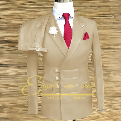 Formal Wedding Men Suits 2 Piece Jacket Pants Sets Double Breasted