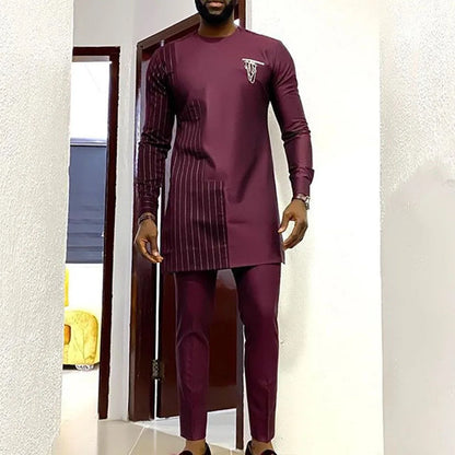 African clothes Bazin Riche men's suit casual style clothing