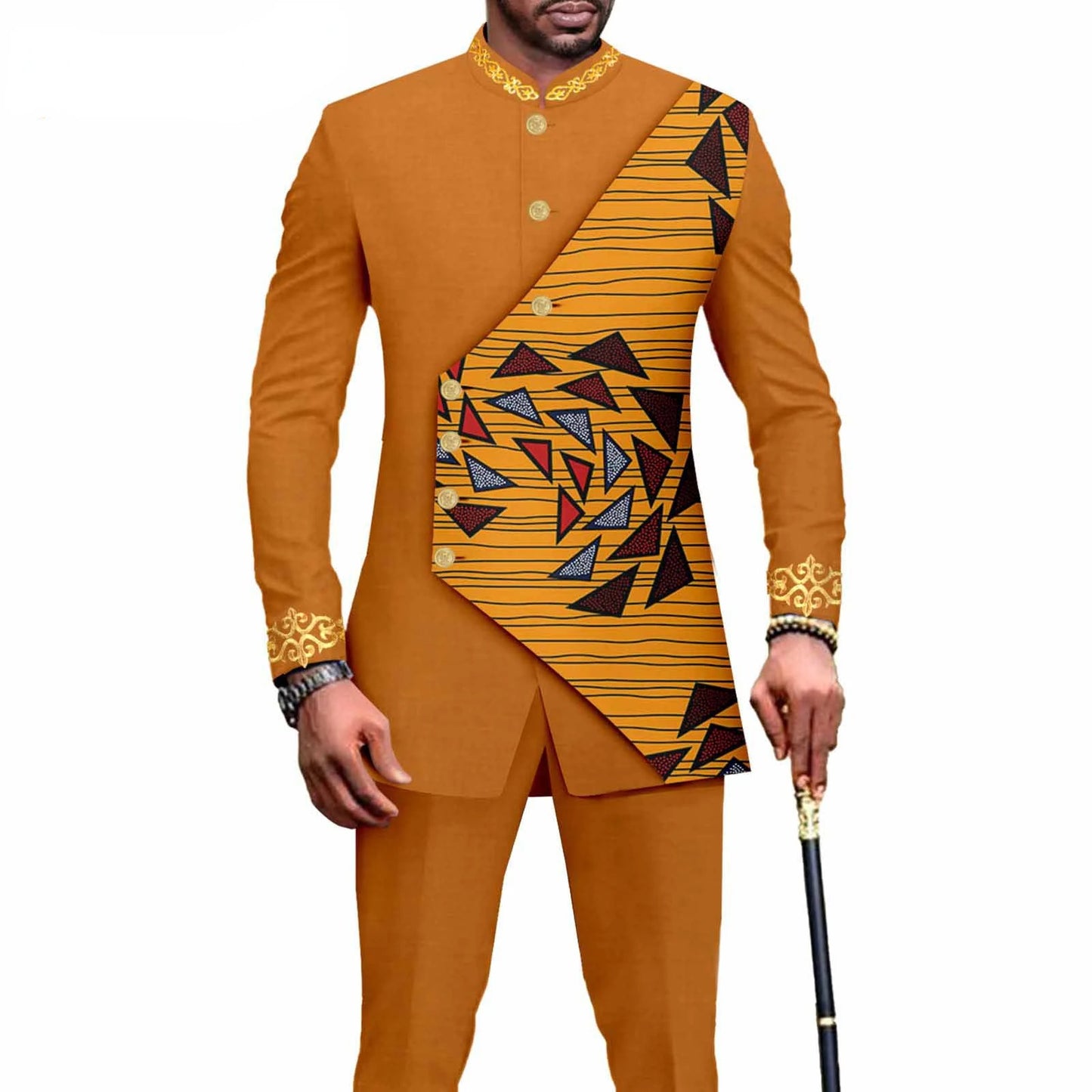 2025 Elegant African Style Men's Luxury Suit Plaid Stripe Single Breasted Suit and Pants 2 Piece Casual Business Suit for Men