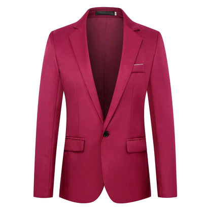 Men Formal Business Suit Coat One Button Black Blue Red Men Slim Fit Fashion Suit Jacket Casual Suit Men Clothing